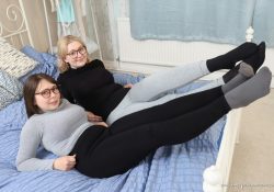 Only-Opaques Cherry English Em Yang leggings over pantyhose